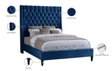 Fritz Velvet / Engineered Wood / Metal / Foam Contemporary Navy Velvet Queen Bed - 66.5" W x 88" D x 71" H