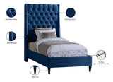 Fritz Velvet / Engineered Wood / Metal / Foam Contemporary Navy Velvet Twin Bed - 45.5" W x 83" D x 71" H