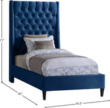 Fritz Velvet / Engineered Wood / Metal / Foam Contemporary Navy Velvet Twin Bed - 45.5" W x 83" D x 71" H