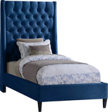 Fritz Velvet / Engineered Wood / Metal / Foam Contemporary Navy Velvet Twin Bed - 45.5" W x 83" D x 71" H