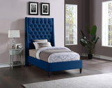 Fritz Velvet / Engineered Wood / Metal / Foam Contemporary Navy Velvet Twin Bed - 45.5" W x 83" D x 71" H