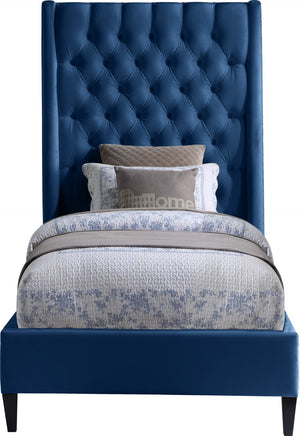 Fritz Velvet / Engineered Wood / Metal / Foam Contemporary Navy Velvet Twin Bed - 45.5" W x 83" D x 71" H