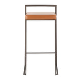 Fuji Industrial Stackable Barstool in Antique with Camel Faux Leather Cushion by LumiSource - Set of 2