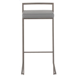 Fuji Industrial Stackable Barstool in Antique with Grey Faux Leather Cushion by LumiSource - Set of 2