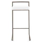 Fuji Industrial Stackable Barstool in Antique with White Faux Leather Cushion by LumiSource - Set of 2