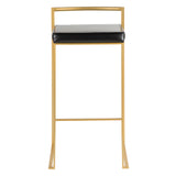 Fuji Contemporary-Glam Barstool in Gold with Black Faux Leather by LumiSource - Set of 2