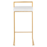 Fuji Contemporary-Glam Stackable Barstool in Gold with White Velvet Cushion by LumiSource - Set of 2
