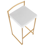Fuji Contemporary-Glam Stackable Barstool in Gold with White Velvet Cushion by LumiSource - Set of 2