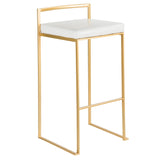 Fuji Contemporary-Glam Barstool in Gold with White Faux Leather by LumiSource - Set of 2