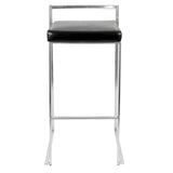 Fuji Contemporary Stackable Barstool with Black Faux Leather by LumiSource - Set of 2