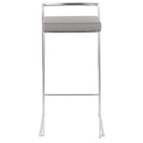 Fuji Contemporary Stackable Barstool in Stainless Steel with Grey Faux Leather Cushion by LumiSource - Set of 2