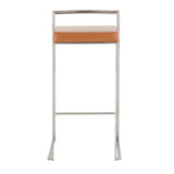 Fuji Contemporary Stackable Barstool with Camel Faux Leather by LumiSource - Set of 2