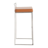 Fuji Contemporary Stackable Barstool with Camel Faux Leather by LumiSource - Set of 2