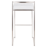Fuji Contemporary Stackable Barstool in Stainless Steel with White Velvet Cushion by LumiSource - Set of 2