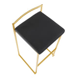 Fuji Contemporary Barstool in Gold with Black Velvet Cushion by LumiSource - Set of 2