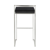 Fuji Contemporary Stackable Barstool in Stainless Steel with Black Velvet Cushion by LumiSource - Set of 2