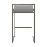 Fuji Industrial Stackable Counter Stool in Antique with Grey Faux Leather Cushion by LumiSource - Set of 2