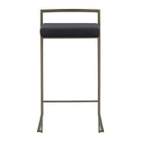 Fuji Industrial Stackable Counter Stool in Antique with Black Velvet Cushion by LumiSource - Set of 2