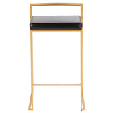 Fuji Contemporary-Glam Counter Stool in Gold with Black Faux Leather by LumiSource - Set of 2