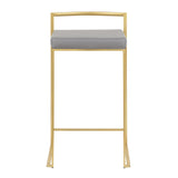Fuji Contemporary Counter Stool in Gold with Grey Faux Leather by LumiSource - Set of 2