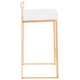 Fuji Contemporary Stackable Counter Stool in Gold with White Velvet Cushion by LumiSource - Set of 2