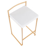 Fuji Contemporary Stackable Counter Stool in Gold with White Velvet Cushion by LumiSource - Set of 2