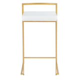 Fuji Contemporary-Glam Counter Stool in Gold with White Faux Leather by LumiSource - Set of 2