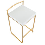 Fuji Contemporary-Glam Counter Stool in Gold with White Faux Leather by LumiSource - Set of 2