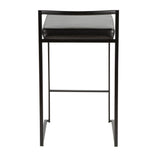 Fuji Contemporary Stackable Counter Stool in Black with Black Faux Leather Cushion by LumiSource - Set of 2 