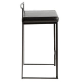 Fuji Contemporary Stackable Counter Stool in Black with Black Faux Leather Cushion by LumiSource - Set of 2 