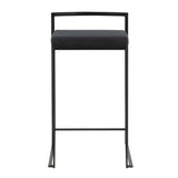 Fuji Contemporary Stackable Counter Stool in Black with Black Velvet Cushion by LumiSource - Set of 2
