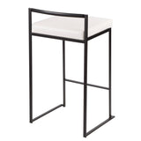 Fuji Contemporary Stackable Counter Stool in Black with White Faux Leather Cushion by LumiSource - Set of 2 