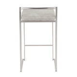 Fuji Contemporary Stackable Counter Stool in Stainless Steel with Light Grey Cowboy Fabric Cushion by LumiSource - Set of 2
