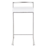 Fuji Contemporary Stackable Counter Stool in Stainless Steel with White Velvet Cushion by LumiSource - Set of 2
