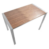 Fuji Contemporary Counter Table in Brushed Stainless Steel and Walnut Wood by LumiSource