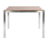 Fuji Contemporary Counter Table in Brushed Stainless Steel and Walnut Wood by LumiSource