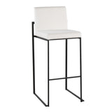 Fuji Contemporary High Back Barstool in Black Steel and White Velvet by LumiSource - Set of 2