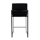 Fuji Contemporary High Back Counter Stool in Black Steel and Black Velvet by LumiSource - Set of 2
