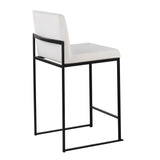 Fuji Contemporary High Back Counter Stool in Black Steel and White Velvet by LumiSource - Set of 2