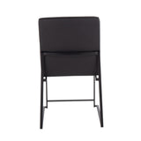 High Back Fuji Contemporary Dining Chair in Black Steel and Black Faux Leather by LumiSource - Set of 2