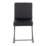 High Back Fuji Contemporary Dining Chair in Black Steel and Black Faux Leather by LumiSource - Set of 2