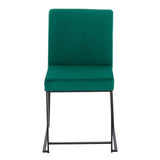 High Back Fuji Contemporary Dining Chair in Black Steel and Green Velvet by LumiSource - Set of 2