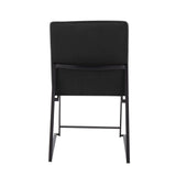High Back Fuji Contemporary Dining Chair in Black Steel and Black Velvet by LumiSource - Set of 2