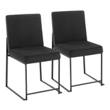 High Back Fuji Contemporary Dining Chair in Black Steel and Black Velvet by LumiSource - Set of 2