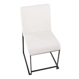 High Back Fuji Contemporary Dining Chair in Black Steel and White Velvet by LumiSource - Set of 2