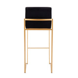 Fuji Contemporary High Back Barstool in Gold Steel and Black Velvet by LumiSource - Set of 2