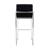 Fuji Contemporary High Back Barstool in Stainless Steel and Black Velvet by LumiSource - Set of 2