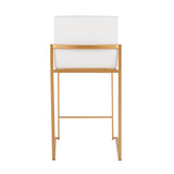 Fuji Contemporary High Back Counter Stool in Gold Steel and White Faux Leather by LumiSource - Set of 2