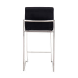 Fuji Contemporary High Back Counter Stool in Stainless Steel and Black Velvet by LumiSource - Set of 2