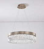 Bethel Gold LED Chandelier in Stainless Steel & Crystal